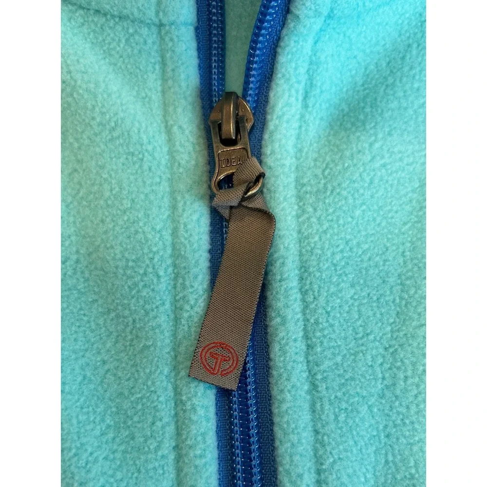 T by Talbots Womens Teal Blue Fleece Zip Up Front Pockets Vest Size‎ Small
